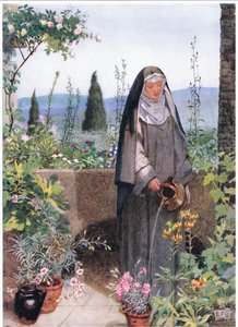 Sainte Claire dans le jardin du monastère qu