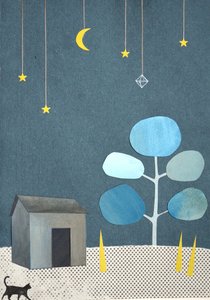 Nuit silencieuse. 2016 (collage et aquarelle sur papier)