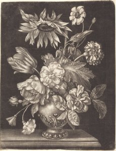 Nature morte florale avec un tournesol - Elias Christoph Heiss