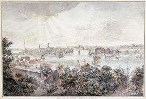 Vue de Stockholm depuis Söder avec le Palais Royal, Storkyrkan, Riddarholmskyrkan et Tyska kyrkan - Elias Martin