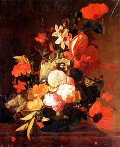 Roses, tulipes, convolvulus, etc. - Elias van den (follower of) Broeck