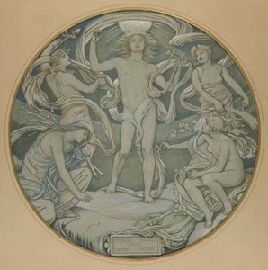 Cartoon pour le cercle central du plafond de Huntington : Apollon et ses assistants - Elihu Vedder