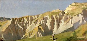 Falaises de Volterra (huile sur panneau)