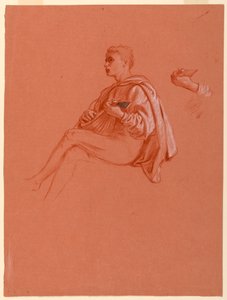 Dessin, garçon jouant du luth, 1871-72 - Elihu Vedder