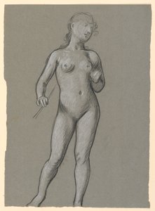 Dessin, étude de nu féminin, vers 1885 - Elihu Vedder