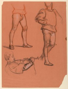 Dessin, détails de figures masculines, vers 1885 - Elihu Vedder