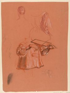 Dessin, études de figures et de drapés, vers 1885 - Elihu Vedder