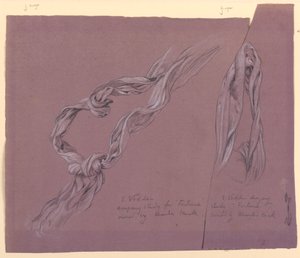 Dessin, études de draperie pour le personnage de "Fortune", vers 1877 - Elihu Vedder