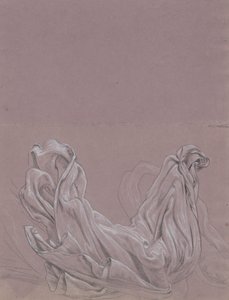 Études de figures (recto); Étude de draperie (verso) - Elihu Vedder