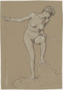 Fille harponnant un dauphin - Elihu Vedder