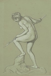 Fille harponnant un dauphin, vers 1900 - Elihu Vedder