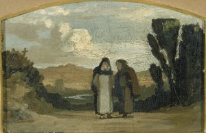 Moines sur la Voie Appienne - Elihu Vedder