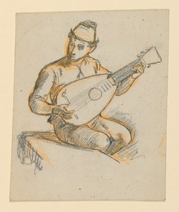 Garçon Assis jouant du Luth - Elihu Vedder