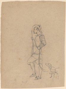 Étude de chasseur avec des chiens