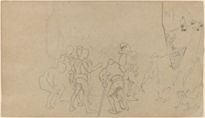 Scène de village - Elihu Vedder