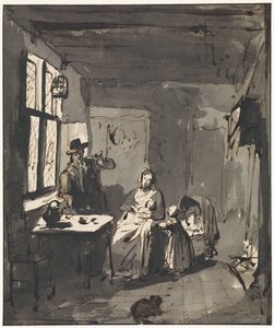 Intérieur avec scène de famille