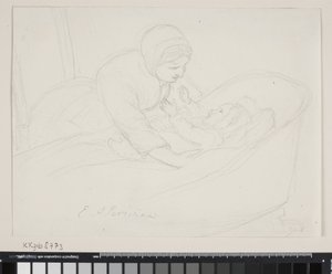 Mère levant un enfant du berceau - Elisabeth Jerichau Baumann