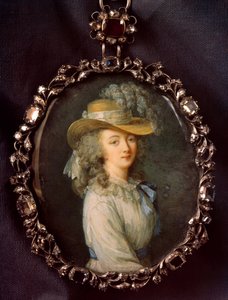 Portrait de Jeanne Bécu, Comtesse (ou Madame) du Barry (1743-1793). Miniature sur ivoire attribuée à Nicolas Lawreince (Le Jeune) (1737-1807) par Élisabeth Louise Vigée-Le Brun (1755-1842) - Elisabeth Louise (after) Vigee Lebrun