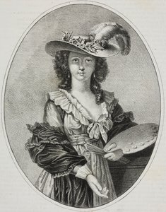 Autoportrait avec palette, par la peintre française Élisabeth Vigée Le Brun, lithographie de Giovanni Mariani de Poliorama Pittoresco, n 42, 28 mai