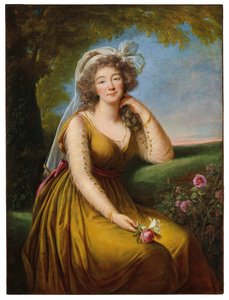 Portrait de Madame du Barry (1743-1793), de trois-quarts, assise dans un paysage, vers 1775-93 (huile sur toile) - Elisabeth Louise Vigee Lebrun