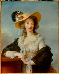Portrait de Yolande Gabrielle Martine de Polastron, Duchesse de Polignac (1749-1793) avec le chapeau de paille - Elisabeth Louise Vigee Lebrun