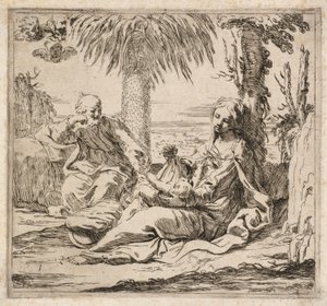 Repos lors de la fuite en Égypte - Elisabetta Sirani