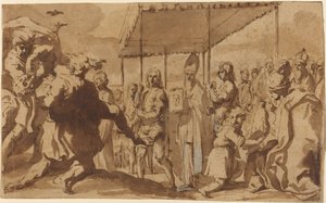 La guérison du garçon possédé dans une procession du Volto Santo - Elisabetta Sirani
