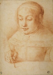 Jeune femme écrivant ou dessinant - Elisabetta Sirani
