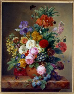Fleurs sur une table en marbre