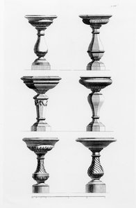 Conceptions pour des urnes dans le goût antique, de A Book of Architecture, par James Gibbs (1682-1754), publié en 1739