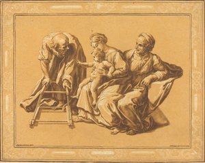 La Sainte Famille - Elisha Kirkall, after Giulio Romano