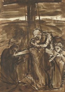 La descente de croix, vers 1834-62 (plume, encre noire et lavis brun sur papier) - Elizabeth Eleanor (1834 62) Siddal