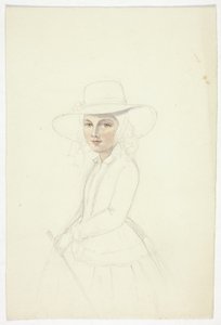 Portrait de jeune fille avec chapeau et cravache