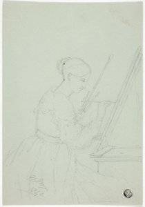 Jeune femme peignant (peut-être un autoportrait) - Elizabeth Murray