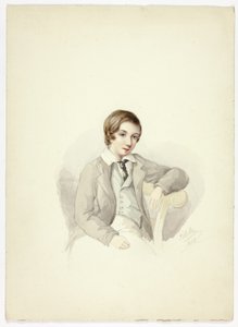 Jeune homme appuyé sur une chaise - Elizabeth Murray