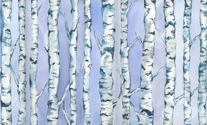 Forêt de Silverbirch, 2018 (aquarelle et acrylique) - Elizabeth Rider