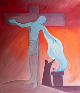 À la messe, le Christ donne Son Corps et Son Sang sacrés comme notre nourriture et boisson spirituelles