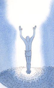 Le Christ se tient parmi nous à la messe et prie pour les pécheurs en offrant son sacrifice unique
