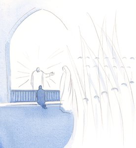 Il a indiqué Sa Sainte Mère, et tous les anges et saints, disant que nous avons de nombreux amis saints désireux de nous aider, et que nous n