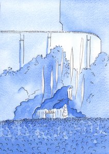 La Sainte Messe est célébrée à la Grotte de Lourdes. Les anges planent au-dessus de la Grotte - Elizabeth Wang