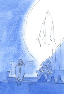 Notre Sainte Dame est apparue dans une Lumière Radieuse, près de nous, se réjouissant de notre dévotion alors que nous priions tous le rosaire, en mai