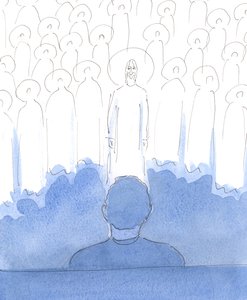 Les Saints sont tout autour de nous, avec le Christ, lorsque nous prions ; ils se réjouissent de l