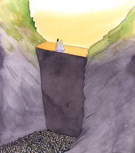 Le mur du péché, qui nous sépare de Dieu, est escaladé uniquement par le Christ, qui se tient avec Sa mère. Lui seul peut nous aider à atteindre la Gloire du Ciel