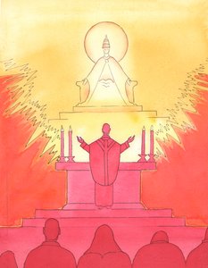 Quand prêtre et fidèles regardent tous dans la même direction à la messe, ils regardent tous ensemble vers le Père, pour Le louer par le Christ