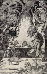 Le Troisième Cadeau, un Marteau Enorme, illustration de Mythes de nombreux pays, publié en 1912 - Elmer Boyd Smith