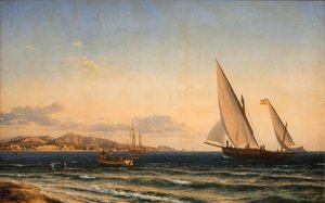 Soirée sur la Méditerranée. En arrière-plan Marseille et l