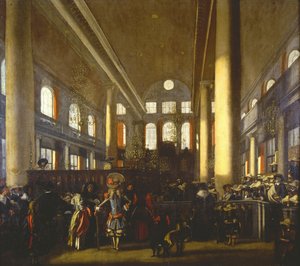 Intérieur de la synagogue portugaise à Amsterdam - Emanuel de Witte