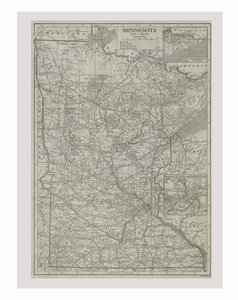 Carte du Minnesota, USA, vers 1900