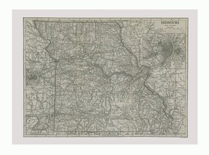 Carte du Missouri, USA, vers 1900