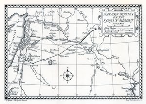 Routes ferroviaires et automobiles et pipelines, désert syrien, 1937 - Emery Walker